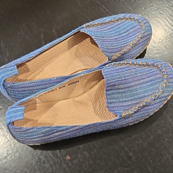 Born Canvas Blue Striped Slip-On Espadrille Loafers Size 7.5 - Picture 3 of 7